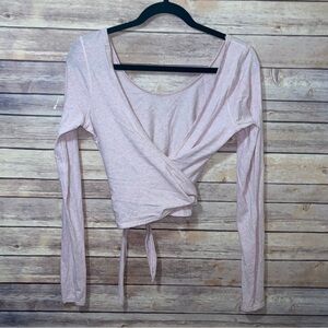 Lululemon Pink Long Sleeve Wrap Top Size Small Scoop Back Balletcore